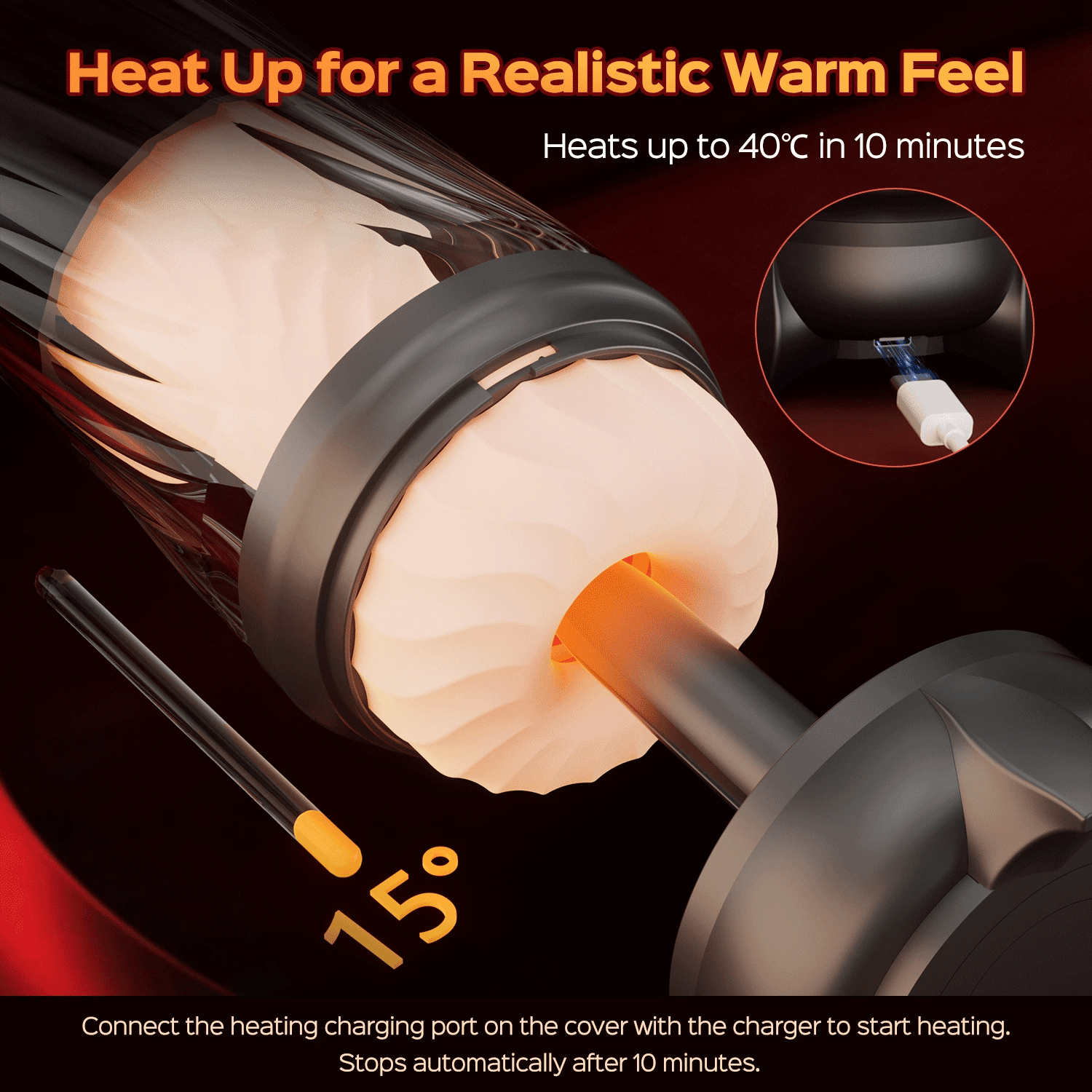 Flame - Vibrating Rotating & Thrusting Automatic Male Masturbator with Heating Mode