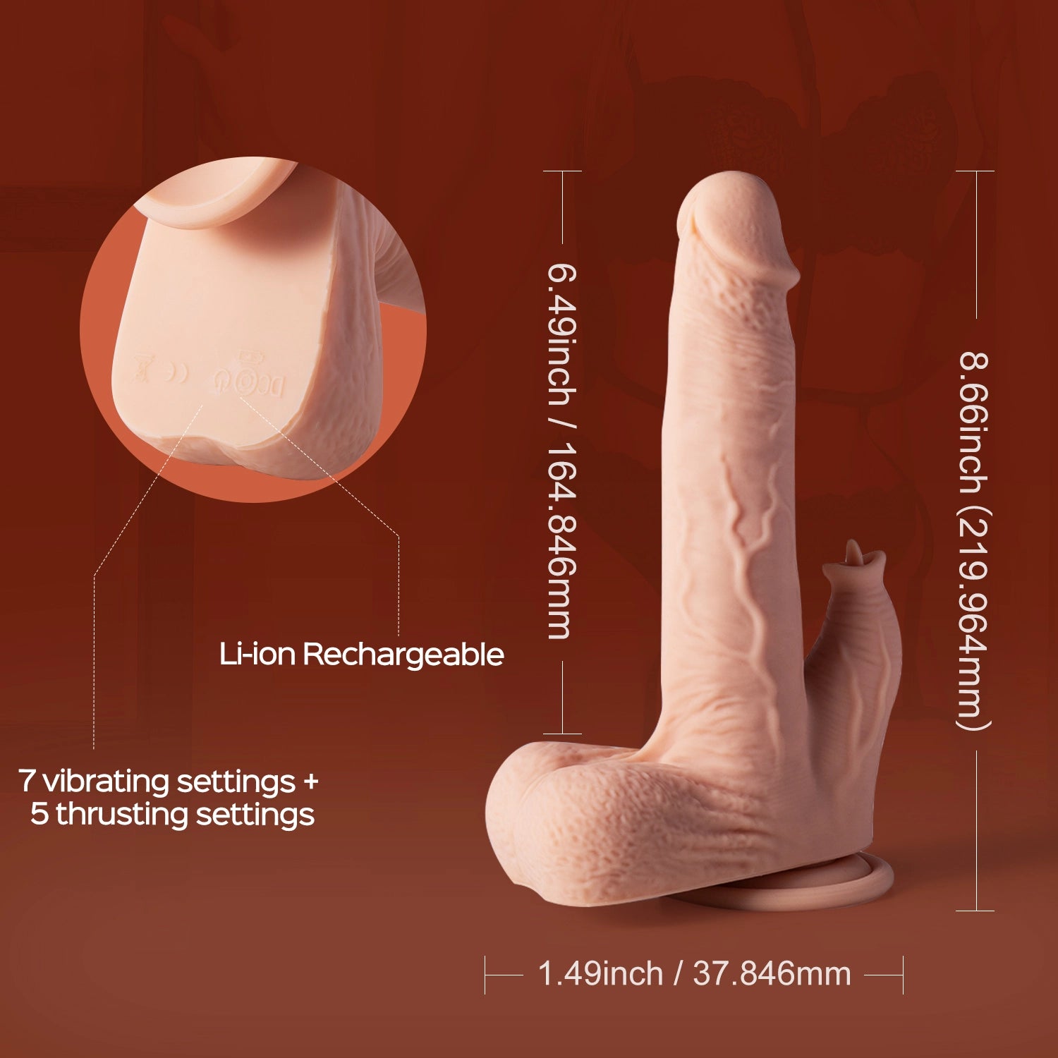 Justin - Silicone Thrusting Dildo Licker 6.5 Inch