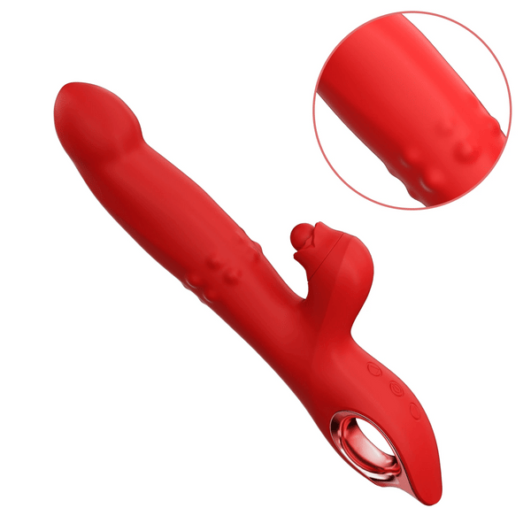 Bud - Tapping Rabbit Vibrator with Sliding Beads Ring