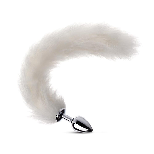 Long Fox Tail Butt Plug - White Fur