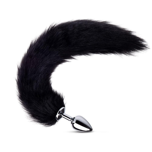 Long Fox Tail Plug - Black Fur
